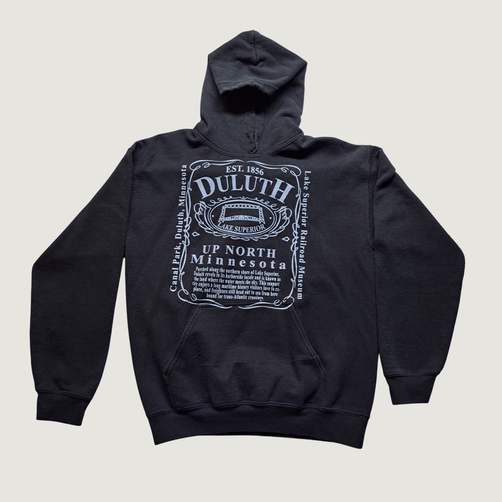 Gildan Duluth Minnesota Hoodie Kids Medium Black Good Graphic Pullover